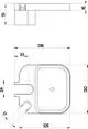 Seifenschale von Ideal Standard, mit rechteckigem Design und seitlicher Halterung. Maße und Details sind direkt im Bild dargestellt.